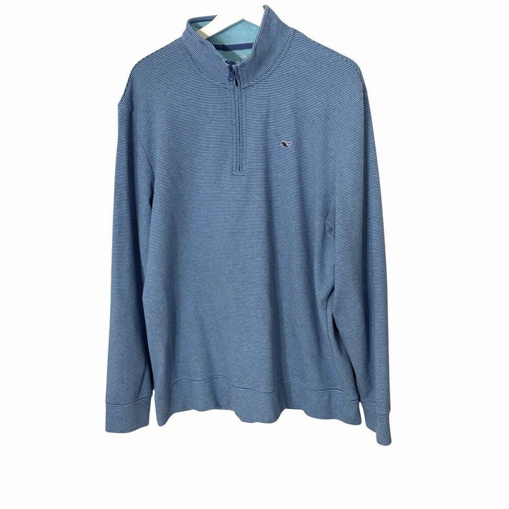 Vineyard Vines Performance 1/2 Zip Pullover Shep Shirt Mens Large Blue Striped
